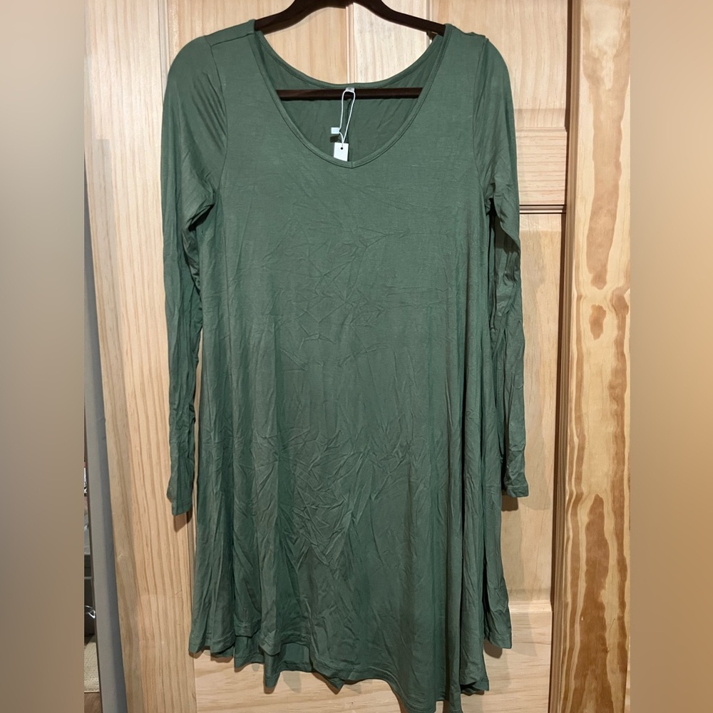Long sleeve army green dress